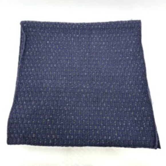 #106 CHANEL Coco Mark Braided Shawl Apparel Accessories Stole Logo Scarf Blue - Picture 7 of 9